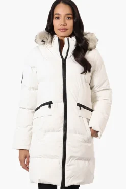 Canada Weather Gear 3/4 Length Puffer Parka Jacket - White