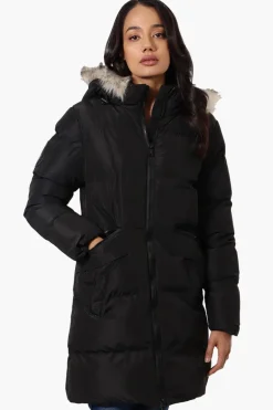 Canada Weather Gear 3/4 Length Puffer Parka Jacket - Black