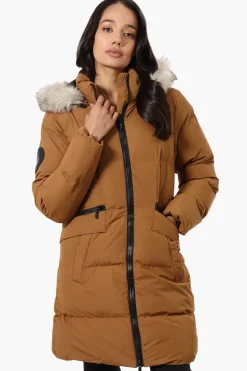 Canada Weather Gear 3/4 Length Puffer Parka Jacket - Camel
