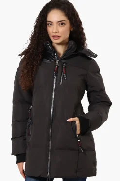 Canada Weather Gear 3/4 Length Vegan Leather Parka Jacket - Black