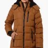 Canada Weather Gear 3/4 Length Bubble Parka Jacket - Brown