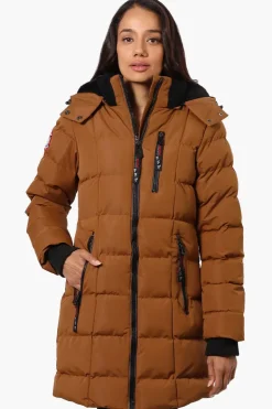 Canada Weather Gear 3/4 Length Bubble Parka Jacket - Brown
