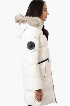 Canada Weather Gear 3/4 Length Puffer Parka Jacket - White
