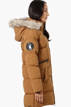 Canada Weather Gear 3/4 Length Puffer Parka Jacket - Camel