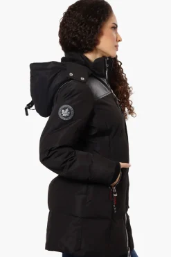 Canada Weather Gear 3/4 Length Vegan Leather Parka Jacket - Black