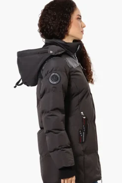 Canada Weather Gear 3/4 Length Vegan Leather Parka Jacket - Black