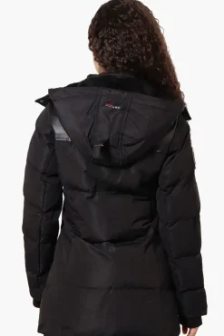 Canada Weather Gear 3/4 Length Vegan Leather Parka Jacket - Black