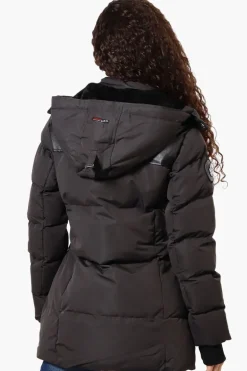 Canada Weather Gear 3/4 Length Vegan Leather Parka Jacket - Black