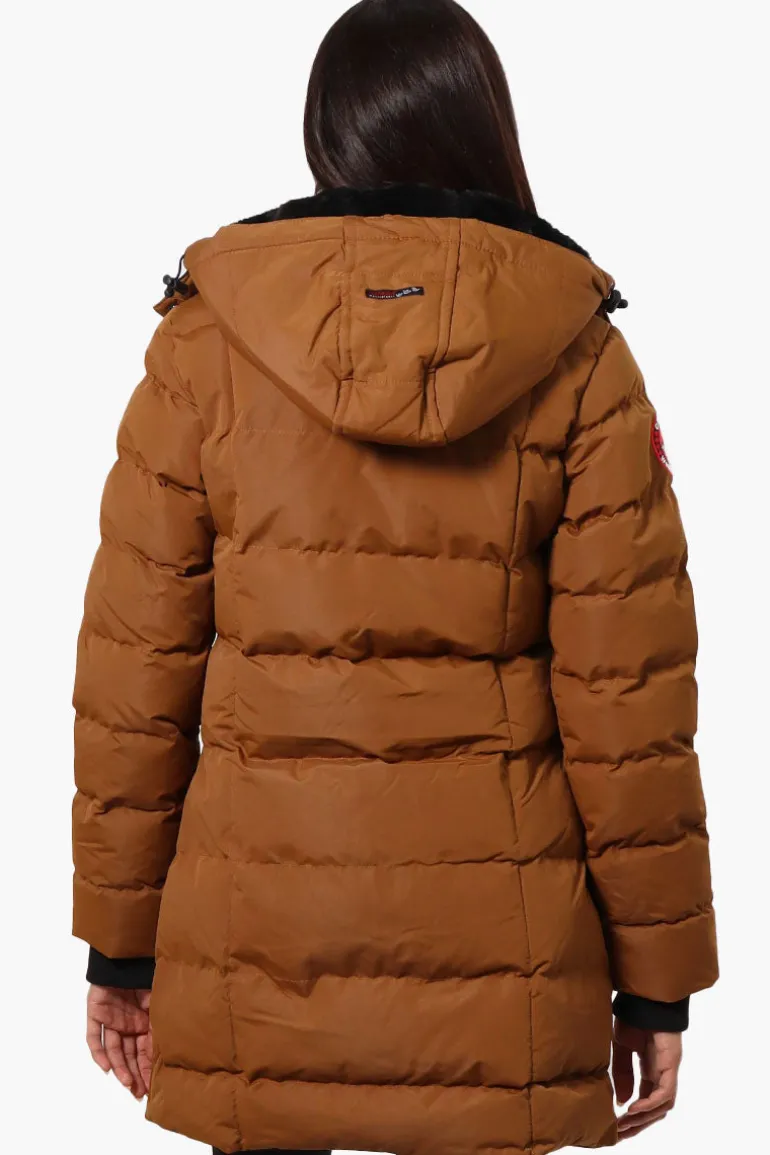 Canada Weather Gear 3/4 Length Bubble Parka Jacket - Brown