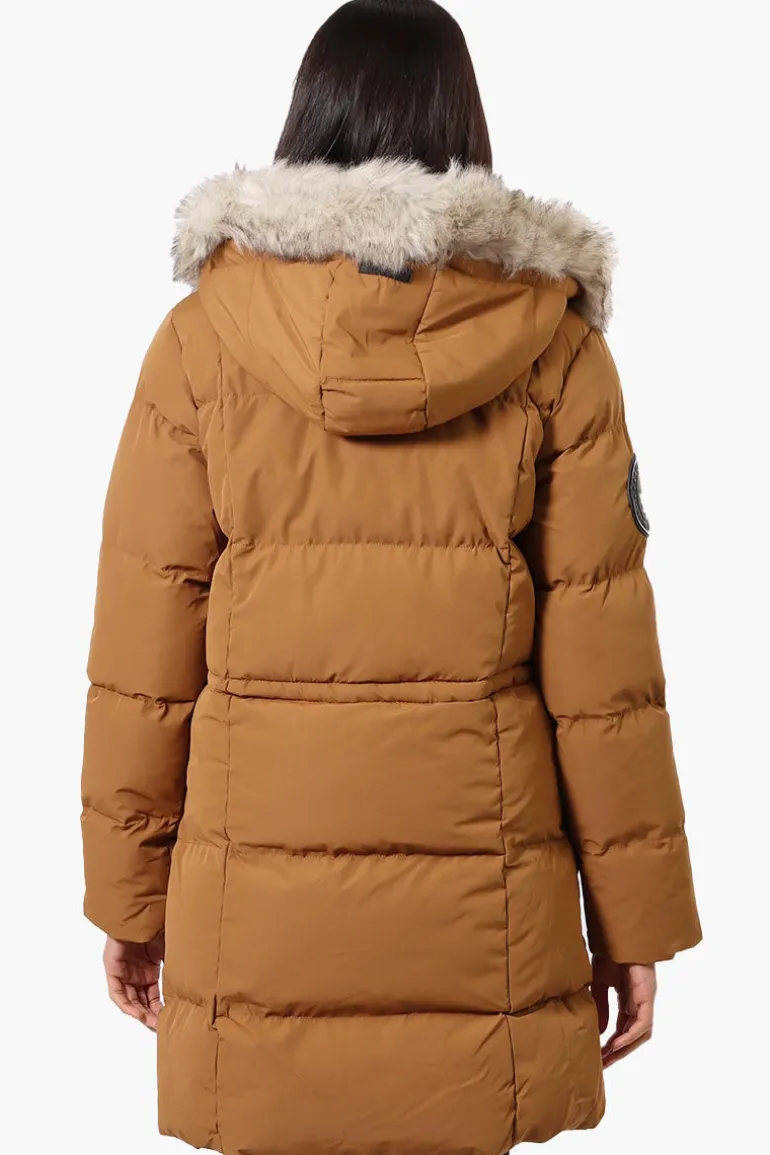 Canada Weather Gear 3/4 Length Puffer Parka Jacket - Camel