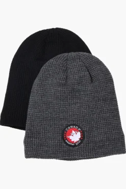 Canada Weather Gear 2 Pack Plush Lined Beanie Hat - Grey