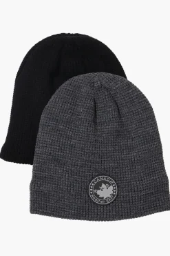 Canada Weather Gear 2 Pack Plush Lined Beanie Hat - Grey