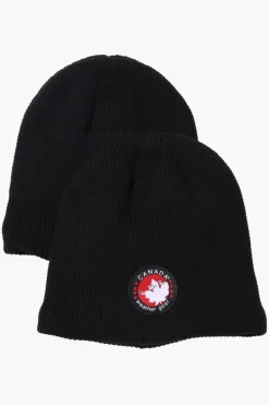 Canada Weather Gear 2 Pack Plush Lined Beanie Hat - Black