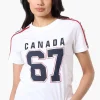 Canada Weather Gear 67 Print Stripe Detail Tee - White