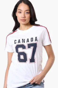Canada Weather Gear 67 Print Stripe Detail Tee - White