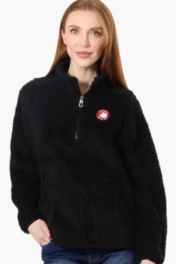 Canada Weather Gear 1/4 Zip Sherpa Pullover Sweater - Black