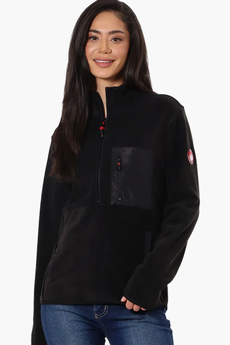 Canada Weather Gear 1/4 Zip Polar Fleece Pullover Sweater - Black
