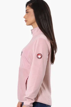 Canada Weather Gear 1/4 Zip Polar Fleece Pullover Sweater - Pink