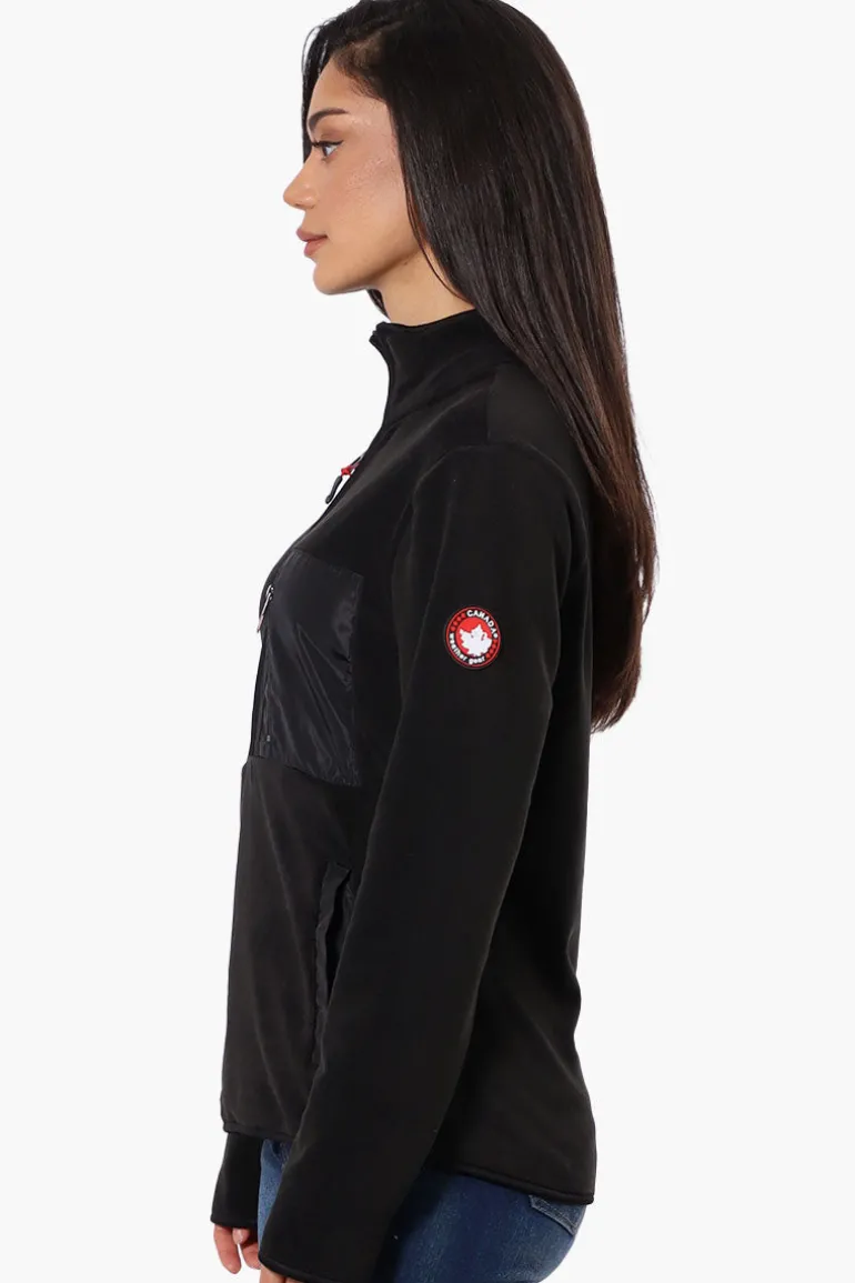 Canada Weather Gear 1/4 Zip Polar Fleece Pullover Sweater - Black