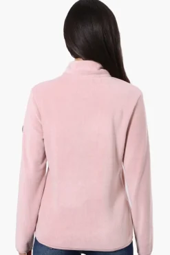 Canada Weather Gear 1/4 Zip Polar Fleece Pullover Sweater - Pink