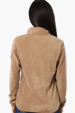 Canada Weather Gear 1/4 Zip Polar Fleece Pullover Sweater - Camel