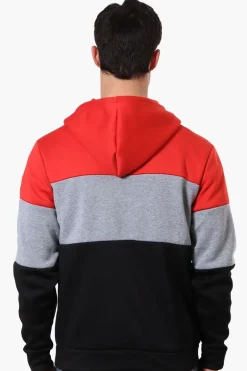 Canada Weather Gear 1/2 Zip Colour Block Hoodie - Red