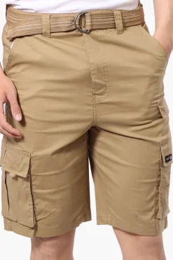 Canada Weather Gear Adventure Bound Belted Cargo Pocket Shorts - Beige