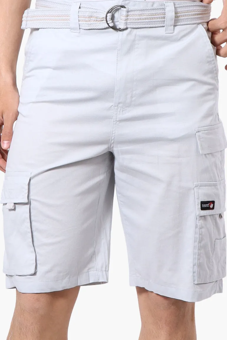 Canada Weather Gear Adventure Bound Belted Cargo Pocket Shorts - Stone