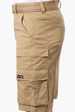 Canada Weather Gear Adventure Bound Belted Cargo Pocket Shorts - Beige