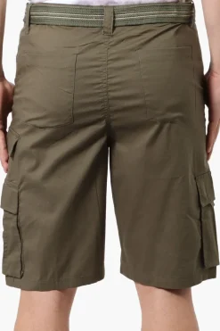 Canada Weather Gear Adventure Bound Belted Cargo Pocket Shorts - Olive
