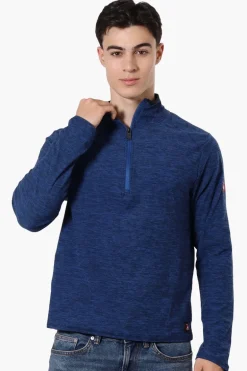 Canada Weather Gear Basic 1/4 Zip Long Sleeve Top - Navy
