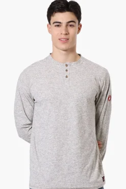 Canada Weather Gear Basic Henley Long Sleeve Top - Grey