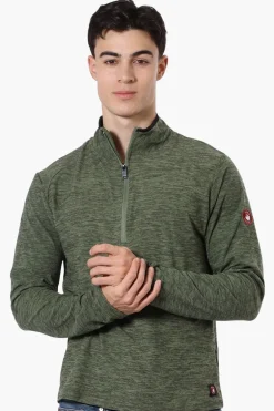 Canada Weather Gear Basic 1/4 Zip Long Sleeve Top - Olive