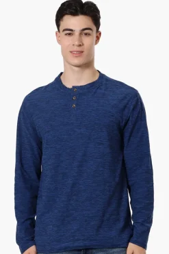 Canada Weather Gear Basic Henley Long Sleeve Top - Navy