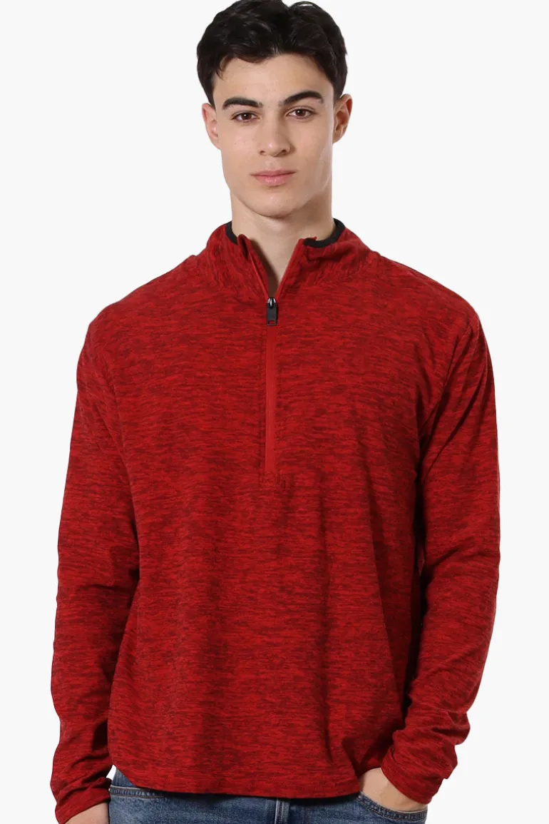 Canada Weather Gear Basic 1/4 Zip Long Sleeve Top - Red