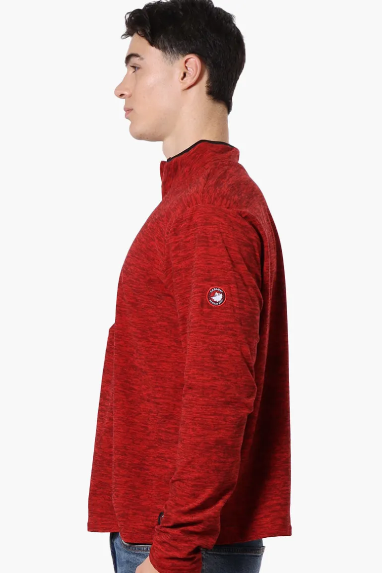 Canada Weather Gear Basic 1/4 Zip Long Sleeve Top - Red