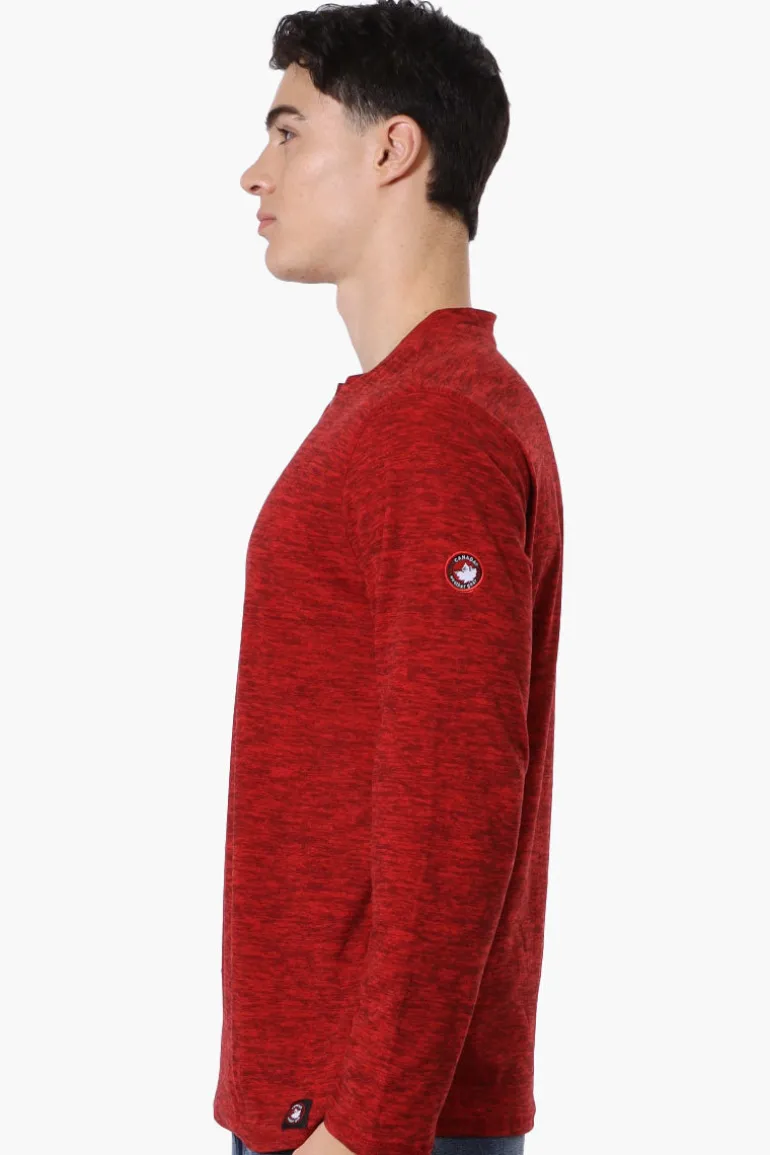 Canada Weather Gear Basic Henley Long Sleeve Top - Red