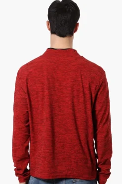 Canada Weather Gear Basic 1/4 Zip Long Sleeve Top - Red