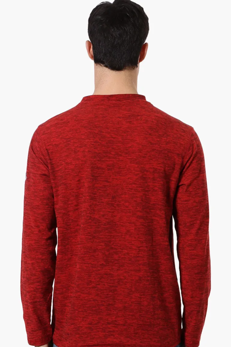 Canada Weather Gear Basic Henley Long Sleeve Top - Red
