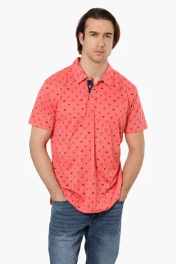 Canada Weather Gear Beer & Golf Pattern Polo Shirt - Pink