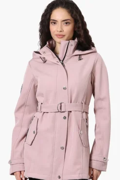 Canada Weather Gear Belted Soft Shell Lightweight Jacket - Pink