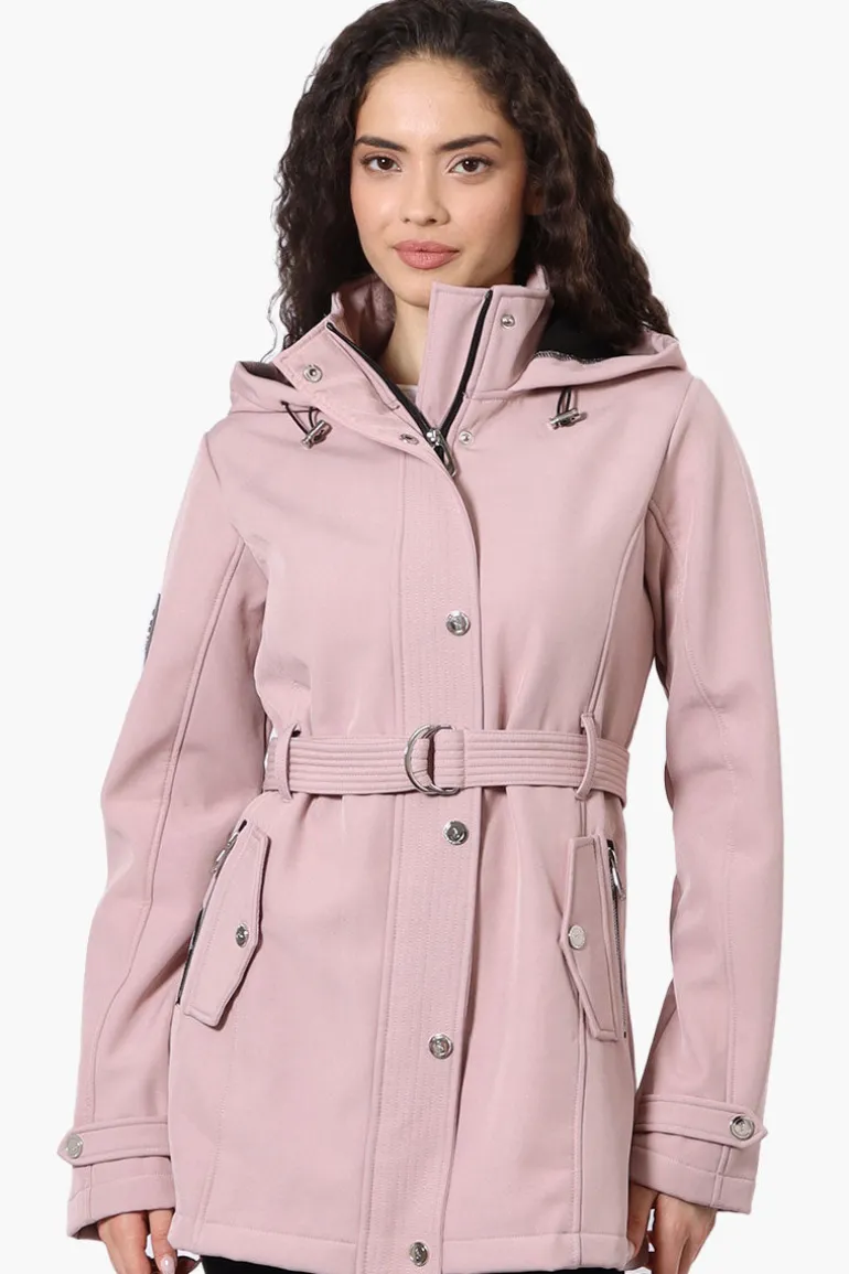 Canada Weather Gear Belted Soft Shell Lightweight Jacket - Pink