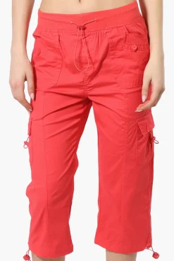 Canada Weather Gear Bungee Waist Cargo Capris - Coral