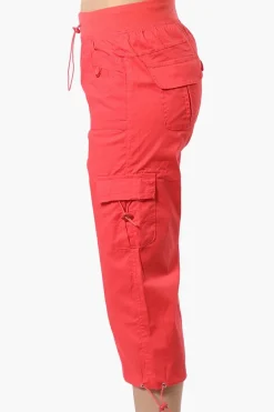 Canada Weather Gear Bungee Waist Cargo Capris - Coral