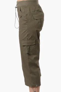 Canada Weather Gear Bungee Waist Cargo Capris - Olive