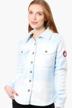 Canada Weather Gear Button Up Fleece Lined Lightweight Jacket - Blue