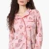 Canada Weather Gear Button Down Festive Pattern Pajama Top - Pink