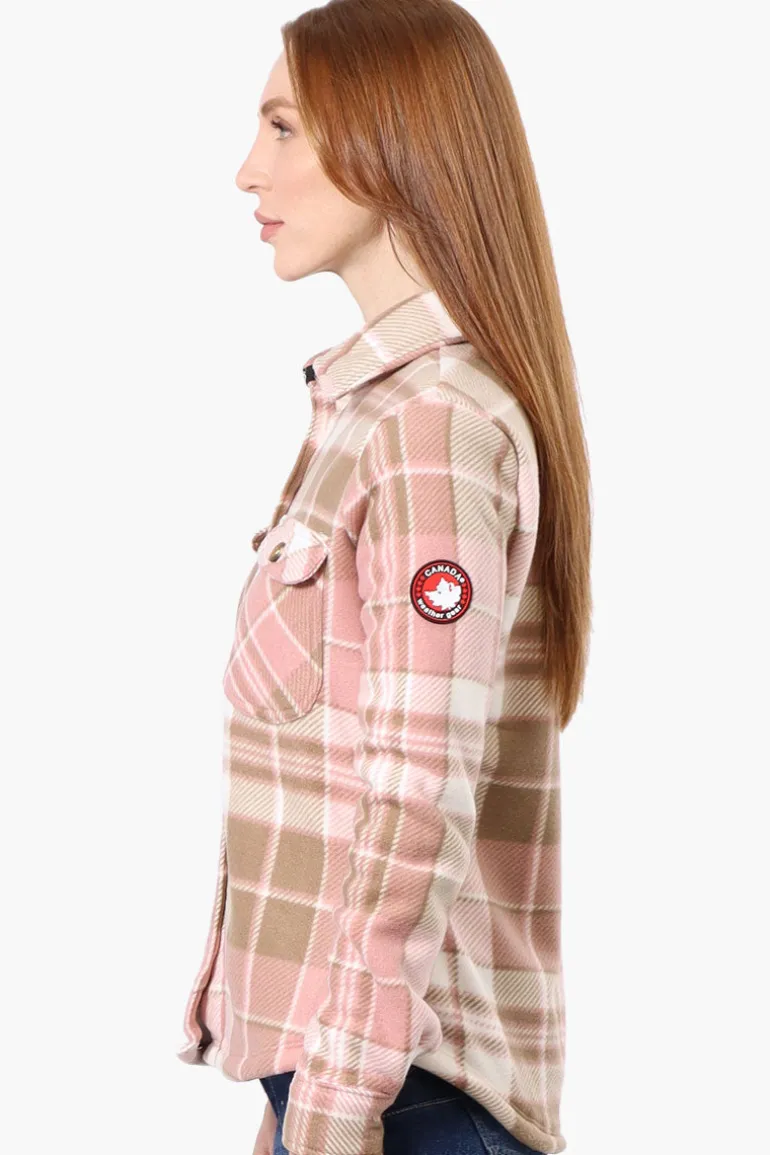Canada Weather Gear Button Up Fleece Lined Lightweight Jacket - Pink