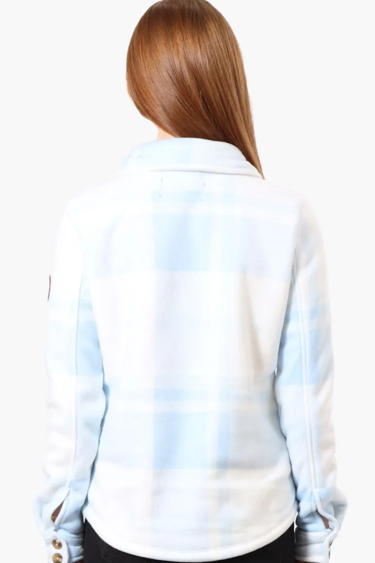 Canada Weather Gear Button Up Fleece Lined Lightweight Jacket - Blue