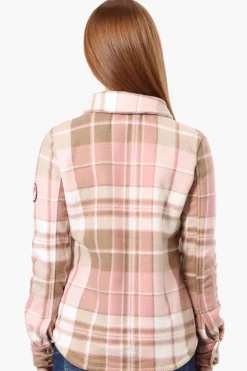 Canada Weather Gear Button Up Fleece Lined Lightweight Jacket - Pink